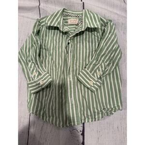 The Children’s Place White and Green Striped Button Down Shirt